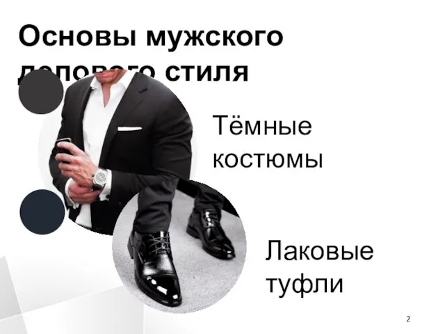 Основы мужского делового стиля Тёмные костюмы Лаковые туфли
