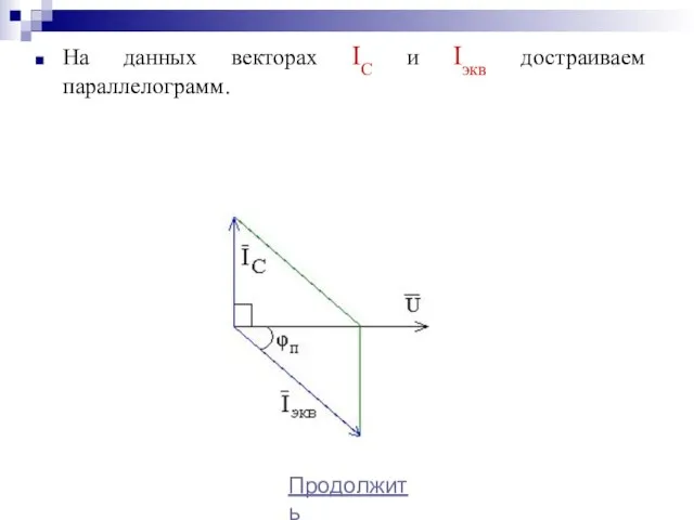 На данных векторах IС и Iэкв достраиваем параллелограмм. Продолжить