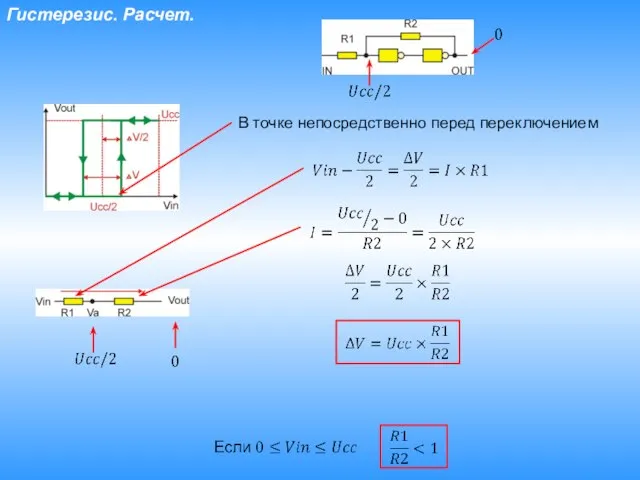 Гистерезис. Расчет. В точке непосредственно перед переключением