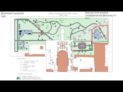 Дедовский городской парк Зона детской игровой площадки возле фонтана (3-7 лет)