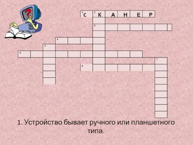 1. Устройство бывает ручного или планшетного типа. C К А Н Е Р