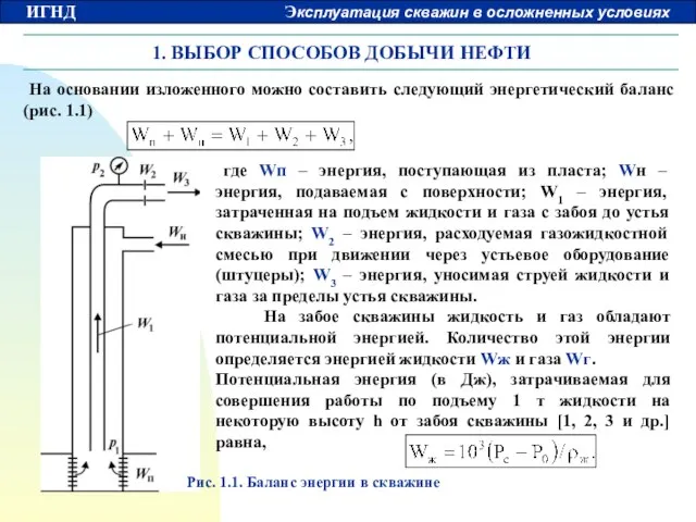 1. ВЫБОР СПОСОБОВ ДОБЫЧИ НЕФТИ На основании изложенного можно составить следующий энергетический