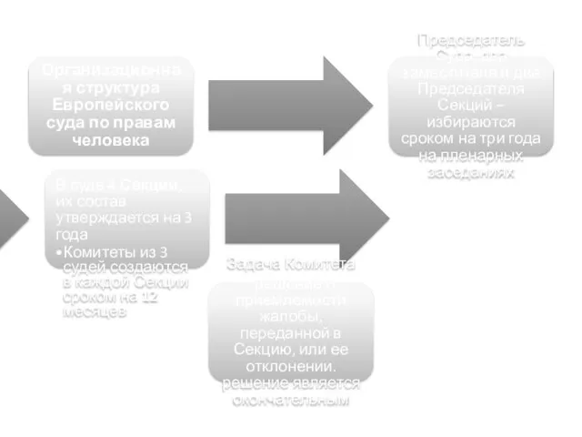 Организационная структура Европейского суда по правам человека Председатель Суда, два заместителя и