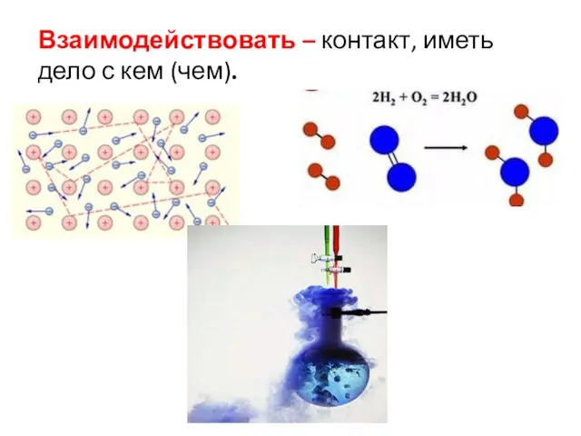 Взаимодействовать – контакт, иметь дело с кем (чем).