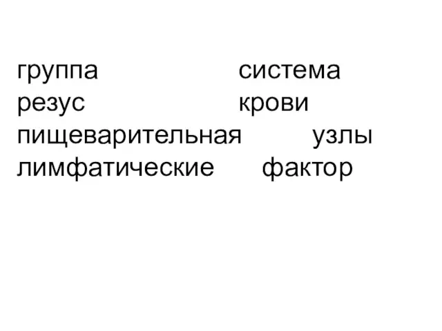 группа система резус крови пищеварительная узлы лимфатические фактор