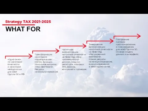 Strategy TAX 2021-2025 WHAT FOR «Одно окно» по налоговой отчетности и налоговой