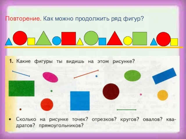 Повторение. Как можно продолжить ряд фигур?