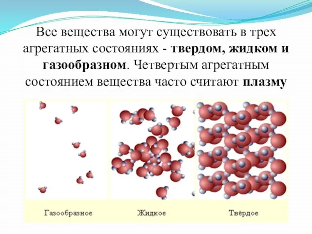 Все вещества могут существовать в трех агрегатных состояниях - твердом, жидком и