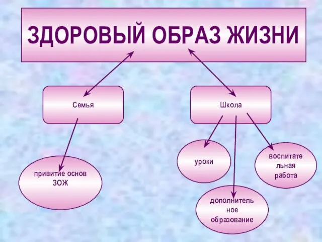 ЗДОРОВЫЙ ОБРАЗ ЖИЗНИ Школа Семья уроки дополнительное образование воспитательная работа привитие основ ЗОЖ