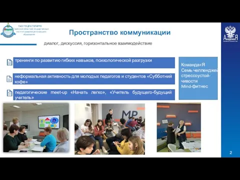 неформальная активность для молодых педагогов и студентов «Субботний кофе» тренинги по развитию