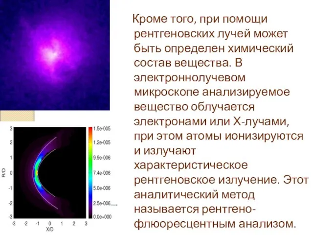 Кроме того, при помощи рентгеновских лучей может быть определен химический состав вещества.