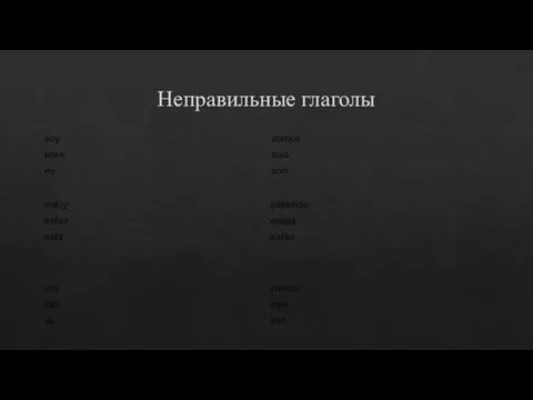 Неправильные глаголы Ser (быть)