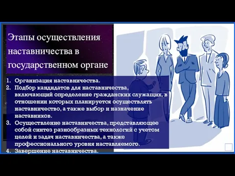 Этапы осуществления наставничества в государственном органе Организация наставничества. Подбор кандидатов для наставничества,