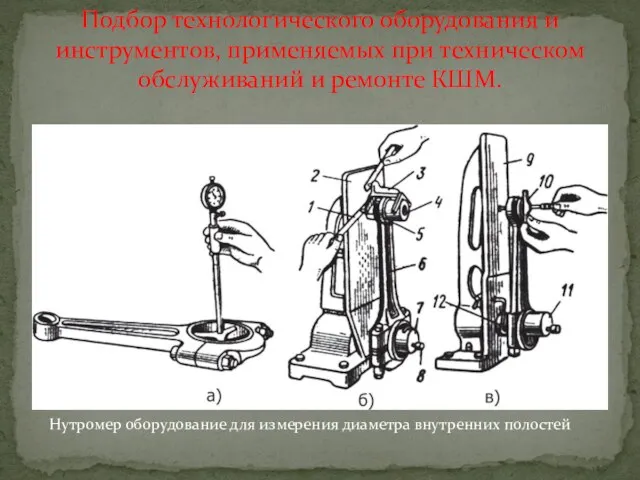 Подбор технологического оборудования и инструментов, применяемых при техническом обслуживаний и ремонте КШМ.