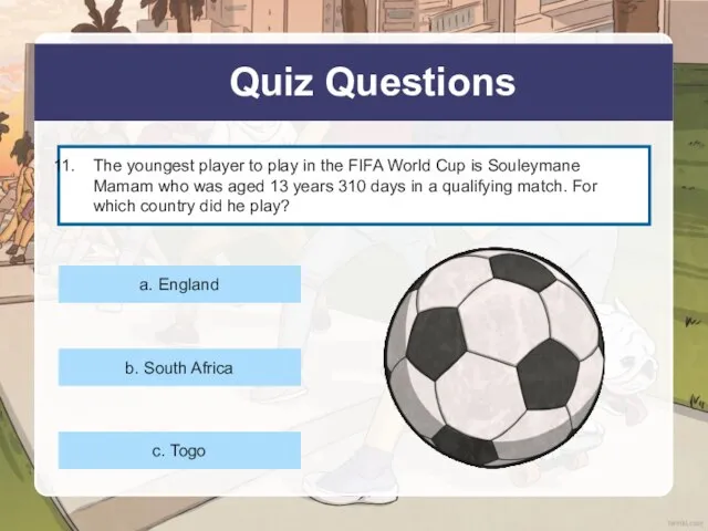 Quiz Questions The youngest player to play in the FIFA World Cup