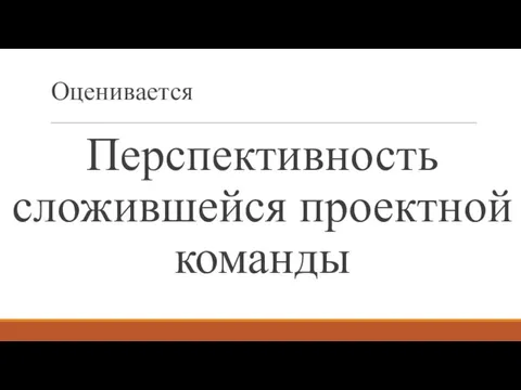 Оценивается Перспективность сложившейся проектной команды