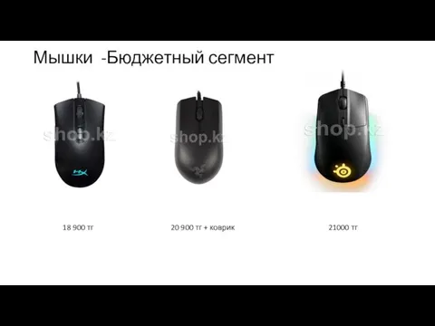 Мышки -Бюджетный сегмент 18 900 тг 20 900 тг + коврик 21000 тг