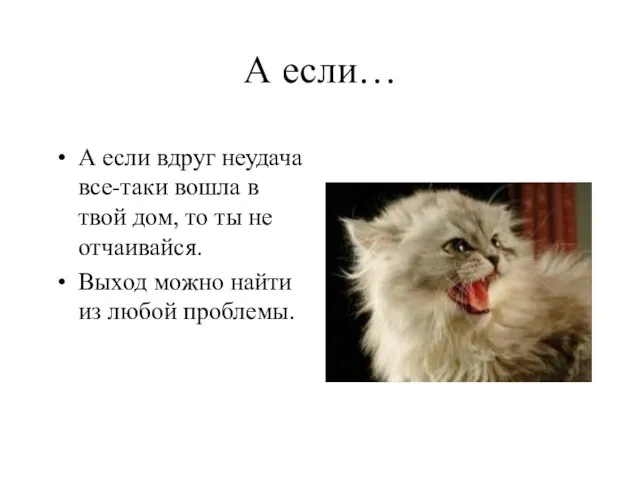 А если… А если вдруг неудача все-таки вошла в твой дом, то