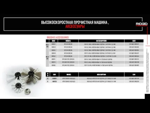 ВЫСОКОСКОРОСТНАЯ ПРОЧИСТНАЯ МАШИНА , АКСЕССУАРЫ BRUSHES ACCESSORIES