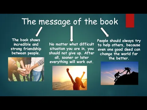 The message of the book The book shows incredible and strong friendship