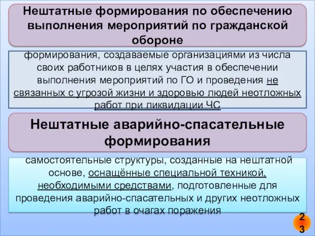 Нештатные формирования по обеспечению выполнения мероприятий по гражданской обороне Нештатные аварийно-спасательные формирования