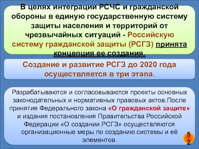 В целях интеграции РСЧС и гражданской обороны в единую государственную систему защиты