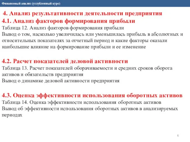 Финансовый анализ (углубленный курс) 4. Анализ результативности деятельности предприятия 4.1. Анализ факторов