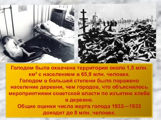 Голодом была охвачена территория около 1,5 млн. км² с населением в 65,9