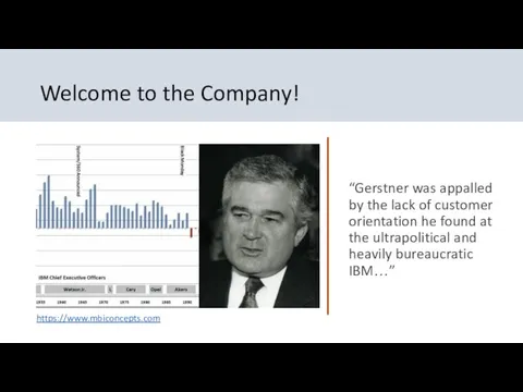 Welcome to the Company! “Gerstner was appalled by the lack of customer