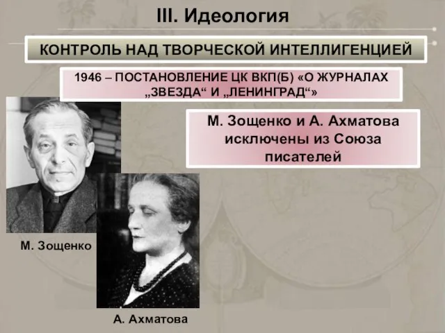 III. Идеология 1946 – ПОСТАНОВЛЕНИЕ ЦК ВКП(Б) «О ЖУРНАЛАХ „ЗВЕЗДА“ И „ЛЕНИНГРАД“»