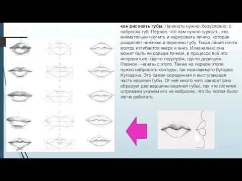 как рисовать губы, Начинать нужно, безусловно, с наброска губ. Первое, что нам