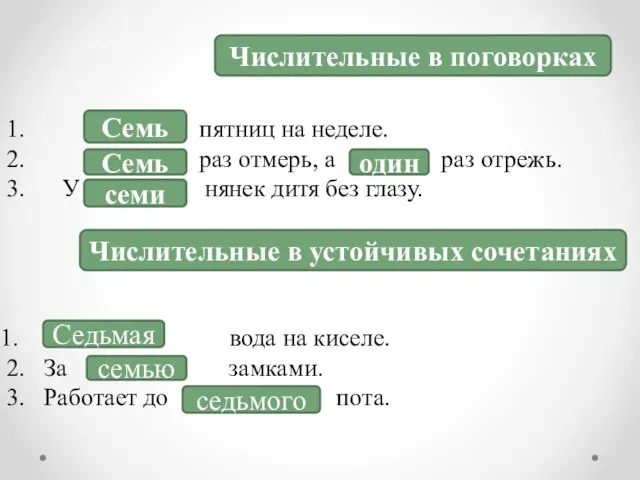 1. … пятниц на неделе. 2. … раз отмерь, а … раз