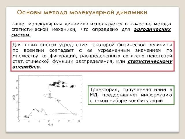 Основы метода молекулярной динамики Чаще, молекулярная динамика используется в качестве метода статистической