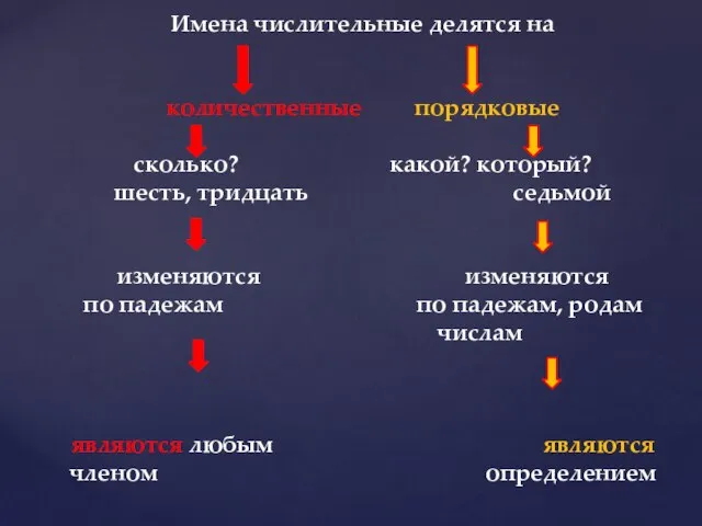 Имена числительные делятся на количественные порядковые сколько? какой? который? шесть, тридцать седьмой