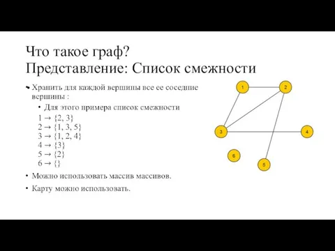 Что такое граф? Представление: Список смежности