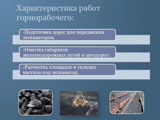 Характеристика работ горнорабочего: