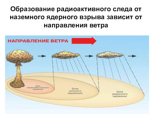 Образование радиоактивного следа от наземного ядерного взрыва зависит от направления ветра