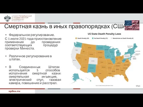 Смертная казнь в иных правопорядках (США) Федеральное регулирование. С 1 июля 2021