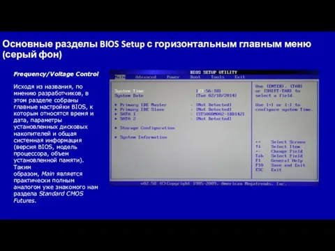 Frequency/Voltage Control Исходя из названия, по мнению разработчиков, в этом разделе собраны