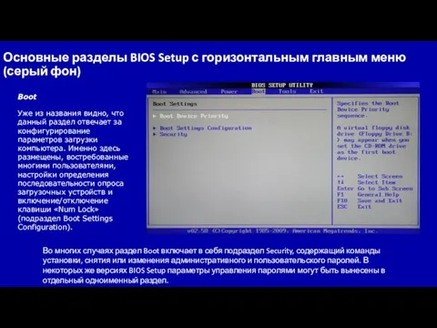 Boot Уже из названия видно, что данный раздел отвечает за конфигурирование параметров