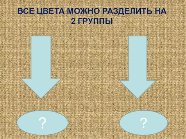 ВСЕ ЦВЕТА МОЖНО РАЗДЕЛИТЬ НА 2 ГРУППЫ ? ?