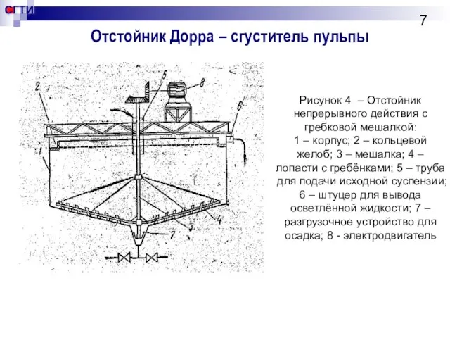 Отстойник Дорра – сгуститель пульпы Рисунок 4 – Отстойник непрерывного действия с