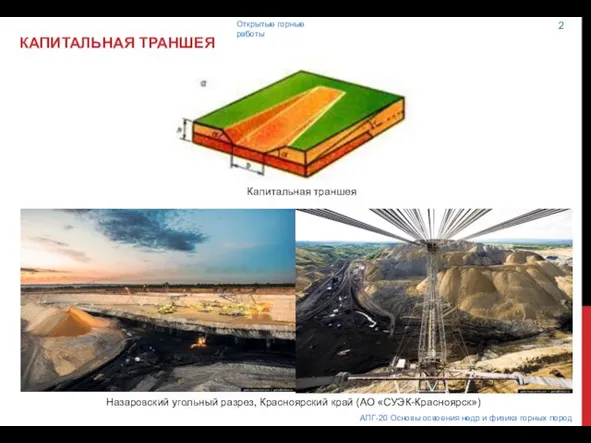 КАПИТАЛЬНАЯ ТРАНШЕЯ Капитальная траншея Назаровский угольный разрез, Красноярский край (АО «СУЭК-Красноярск») АПГ-20