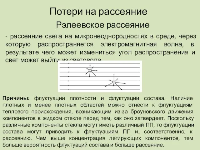 Потери на рассеяние - рассеяние света на микронеоднородностях в среде, через которую