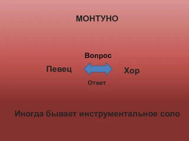 МОНТУНО Вопрос Ответ Певец Хор Иногда бывает инструментальное соло