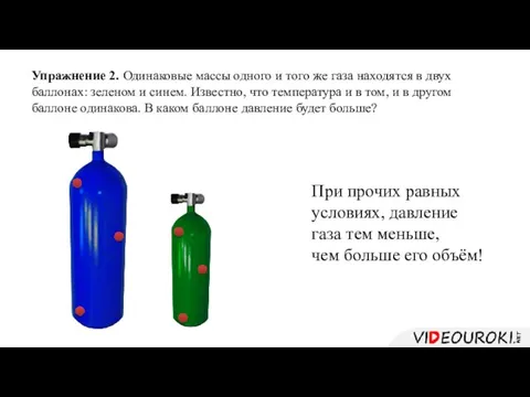 Упражнение 2. Одинаковые массы одного и того же газа находятся в двух