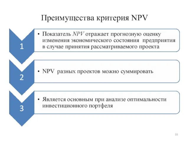 Преимущества критерия NPV