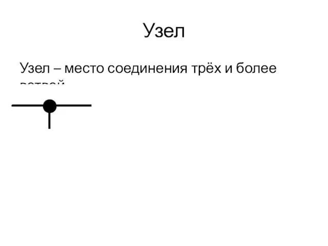 Узел Узел – место соединения трёх и более ветвей.