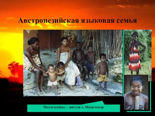 Австронезийская языковая семья Малагасийцы – жители о. Мадагаскар