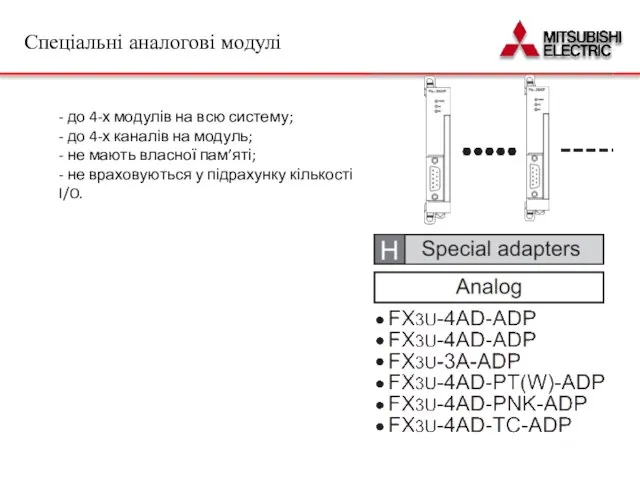 - до 4-х модулів на всю систему; - до 4-х каналів на